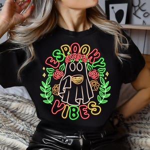 Neon Mexican Ghost, Espooky Vibes PNG, Espooky Season, Spooky Conchas, Mexican Conchas Ghost,Halloween Conchas Bundle PNG, Mexican Halloween