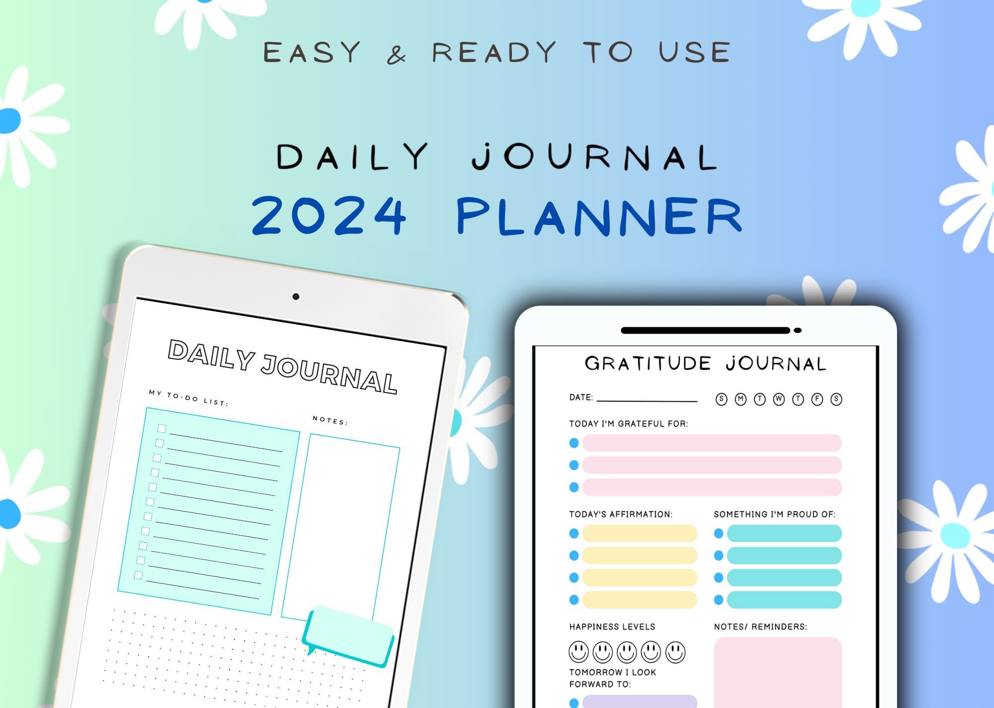 My Journal 2024 Aqua Color Agenda 2024 Planner Goodnotes Etsy