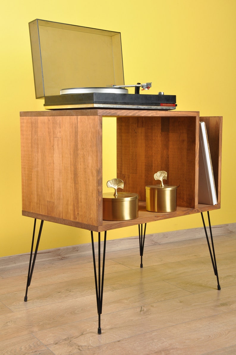 Vinyl Record Storage Turntable Stand Record Player Table Etsy