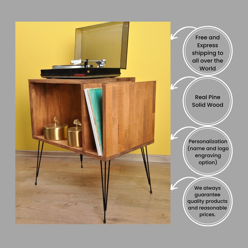 Vinyl Record Storage Turntable Stand Record Player Table Etsy