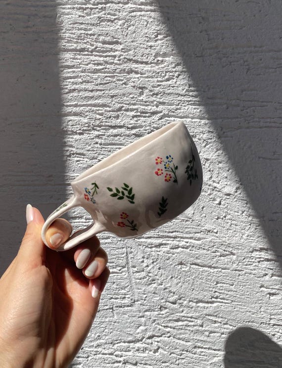 Blossom Ceramic Mug Handmade and Hand Painted 200ml