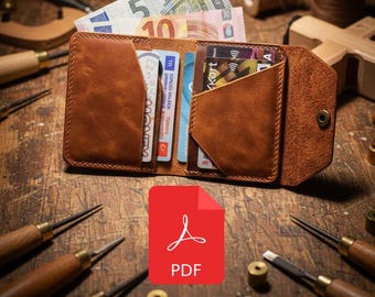 Patrón de billetera de cuero DIY: Tarjetero minimalista (Descarga PDF tamaño A4)