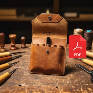 Handmade Genuine Leather Pen Case Template – Holds 5 Pens, DIY Leathercraft Pattern