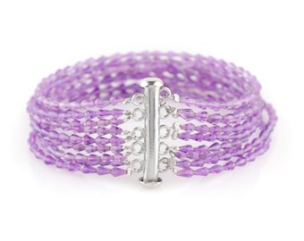 Natural Purple Amethyst Bracelet, 925 Silver Bracelet, Gemstone Bracelet, February Birthstone Bracelet, 925 Silver Bracelet, Gift for Her