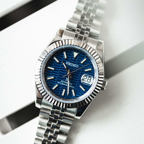 Blue Riffle Seiko Mod date. Birthday Gift Watches for Men - Etsy