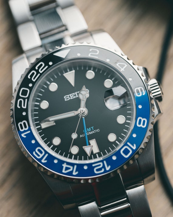 Black/blue GMT NH34 Mod batman Divers Watch - Etsy