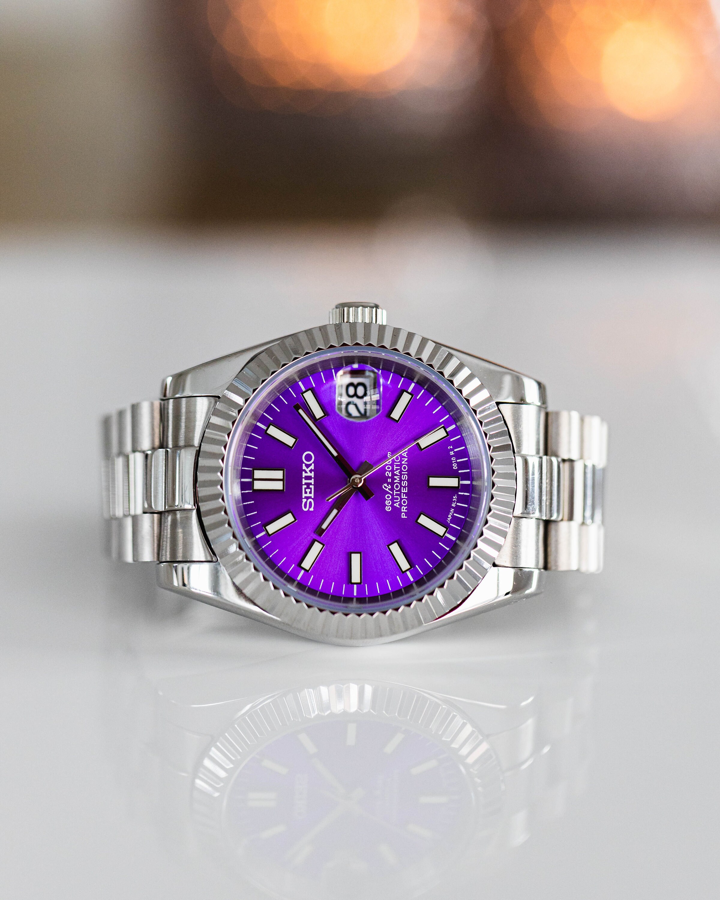 Purple Sunburst Seiko Mod president. Seiko Mod Watch - Etsy