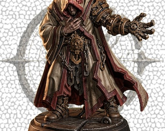 Dungeons and Dragons, DND TTRPG, Wargaming - Male Warforged, Human - Penitent of the Endless Mechanism - Cleric