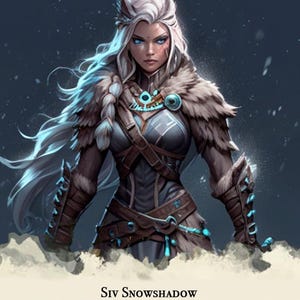 Dungeons and Dragons, DND TTRPG, Krigsspel - Spelbar karaktär - Kvinnlig mänsklig Siv - Skurk, Kämpe, Krigare