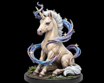 Dungeons & Dragons, D&D TTRPG, Wargaming – Druiden-Wildgestalt – Legendärer Vertrauter – Kleines Himmlisches Wesen – Einhornfohlen – Einhorn