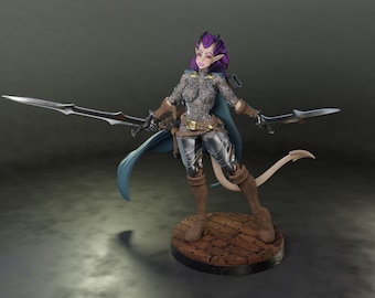 Dungeons and Dragons, DND TTRPG, Wargaming - Playable Character Female Tiefling - Fighter, Warrior, Barbarian