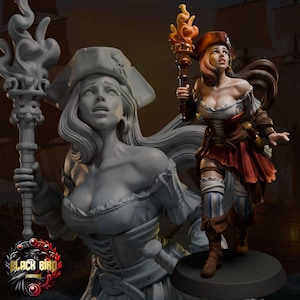 Dungeons and Dragons, DND TTRPG, Krigsspel - Spelbar karaktär - Kvinnlig mänsklig Mara - Utforskare, Pirat, Kämpe, Krigare