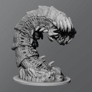 Purple Worm - Monster Worm, 40mm, 60mm, 80mm, 100mm Base Size Dungeons and Dragons, DND TTRPG, Wargaming