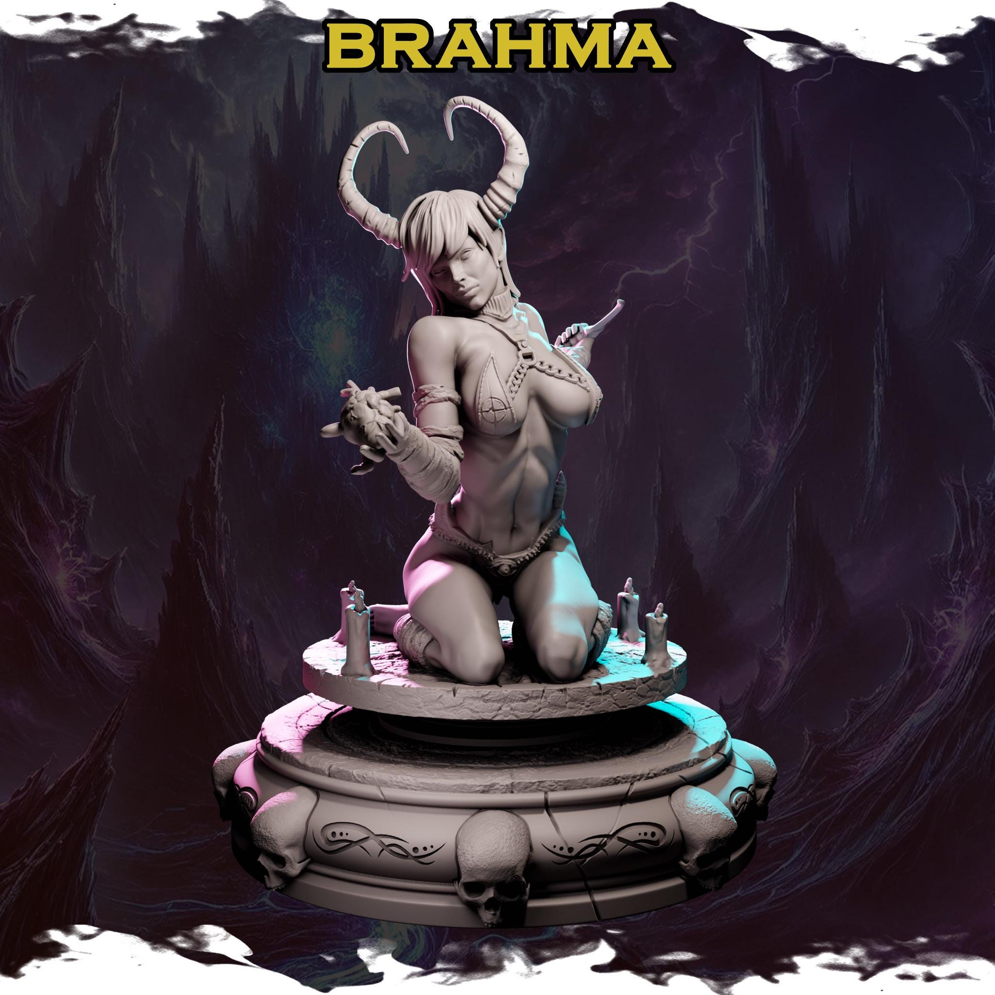 Dungeons and Dragons, DND TTRPG, Wargaming - Playable Character - Female Tiefling Bramah - Necromancer, Rogue, Sorceress, Witch