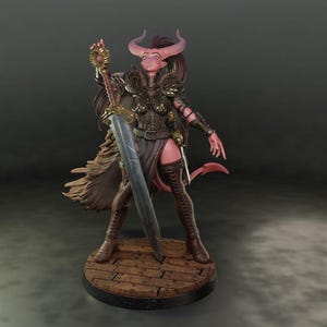 Dungeons and Dragons, DND TTRPG, Wargaming - Playable Character Female Tiefling - Barbarian, Fighter, Warrior