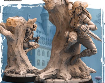 Dungeons and Dragons, DND TTRPG, Wargaming - Spelbar karaktär Kvinnlig mänsklig alv - Luna - Skurk, Ranger, Kämpe, Krigare