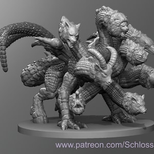 Dungeons and Dragons, DND TTRPG, Wargaming - Large Monstrosity - Chimera Hydra