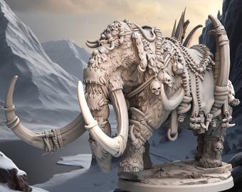 Dungeons and Dragons, DND TTRPG, Wargaming - 51mm Base - Wooly Mammoth - Winterhorn Rider