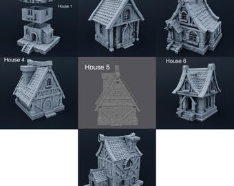 Dungeons and Dragons, DND TTRPG, Wargaming - Medieval Village - Scenery Houses - 28mm, 32mm or 75mm Scale