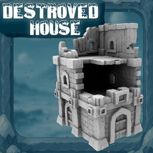 Medieval architecture - Town - Destroyed House - 28mm or 32mm Scale Dungeons and Dragons, DND TTRPG, Wargaming