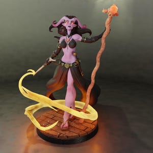 Dungeons and Dragons, DND TTRPG, Wargaming - Playable Character Female Tiefling - Wizard, Sorcerer, Warlock, Druid, Cleric