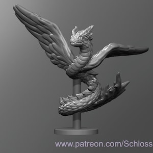 Dungeons and Dragons, DND TTRPG, Wargaming - Druid Wildshape Tiny Beast - Flying Serpent - Winged Snake