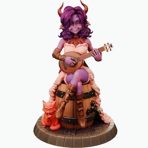 Dungeons and Dragons, DND TTRPG, Wargaming - Playable Character Female Tiefling - Bard