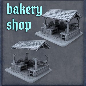 Medieval architecture -Market Town - Stalls / Shops - 28mm or 32mm Scale Dungeons and Dragons, DND TTRPG, Wargaming
