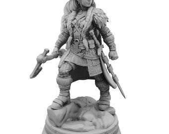 Dungeons and Dragons, DND TTRPG, Wargaming - Playable Character Female Human Elf - Barbarian, Warrior, Fighter