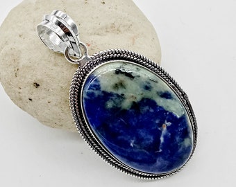 Sodalite Pendant, 925 Sterling Solid Silver Pendant, Blue Sodalite Women Pendant, Beautiful Pendant, Ready to Ship