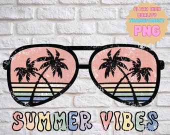 Retro Sunglasses Summer Vibes Png, Summer Png, Summer clipart Vintage, Summer Vibes clipart, Sublimation Design, Printable, Digital Download