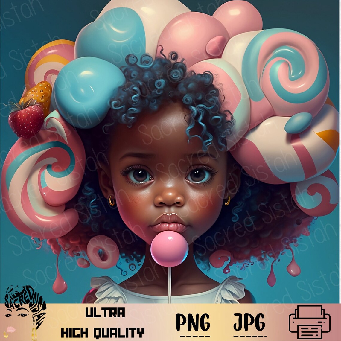 Adorable Black Girl Art African American ,print on Demand,candyland ...