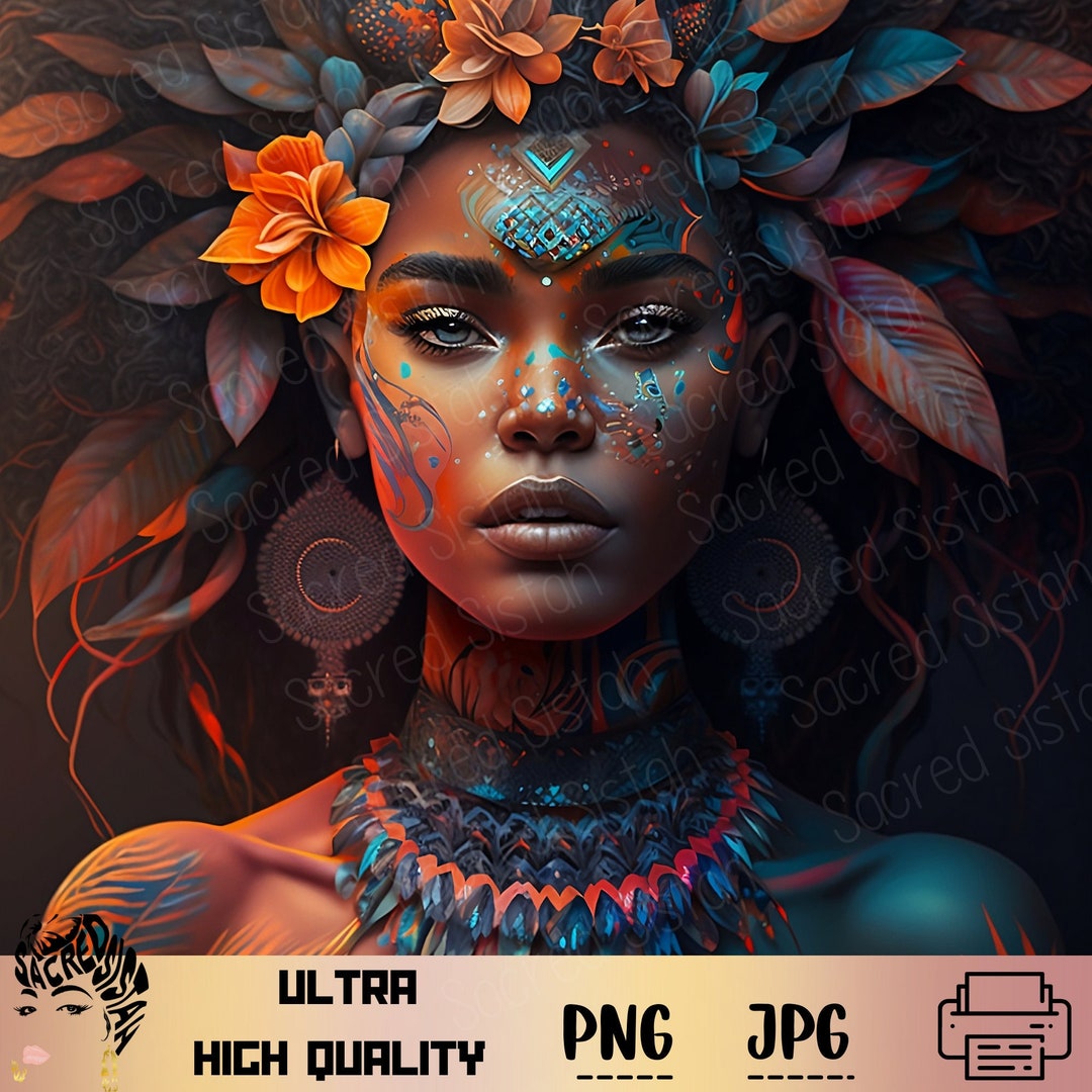 Mixed Woman Png,tribal Collection,black Woman Wall Art,printable,black