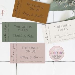 Plantilla imprimible de token de bebidas de boda, boleto de bebida editable en color personalizado, vale de bebida gratis de bricolaje, favor de boda de cupón de bebida, Sofie