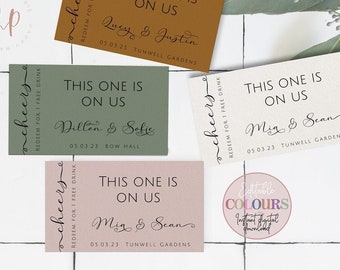 Wedding Drinks Token Printable Template, Custom Colour Editable Drink Ticket, DIY Free Drink Voucher, Drink Coupon Wedding Favor, Sofie