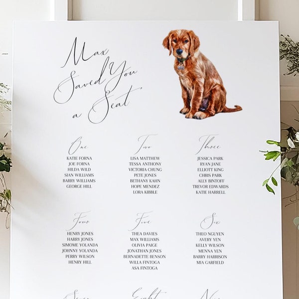 Custom Pet Portrait Wedding Seating Chart (Digital Printable)