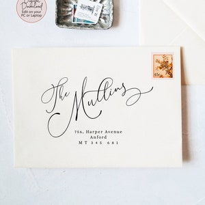 Envelope Address Template Instant Download Printable Wedding Envelope Addressing Template Fully Editable Modern Calligraphy 7 Sizes Mullins
