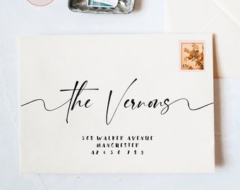 Envelope Address Template, Calligraphy Wedding Envelope Addressing Templates, Fully Editable Minimal Address Label 7 Sizes DIY, Vernon