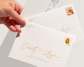 Plantilla para escribir la dirección de un sobre de boda, caligrafía minimalista (descarga digital)