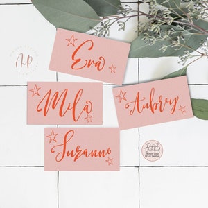 Hen Party Calligraphy Name Cards Printable Template Editable Pink Place Cards Hand Drawn Bachelorette Name Cards Pink & Red Eva