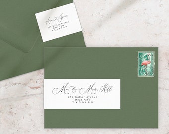 Wraparound Address Label Template, Printable Label Template, Modern Calligraphy Wedding Address Label for 8x2 Sheet Labels, Envelope Label