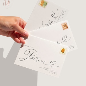 A7-Umschlagadressierung, Hochzeitsadressvorlage für 5x7-Einladungen, minimalistische Hochzeitsumschläge druckbar, einfach zu bearbeitende Kalligraphieadresse