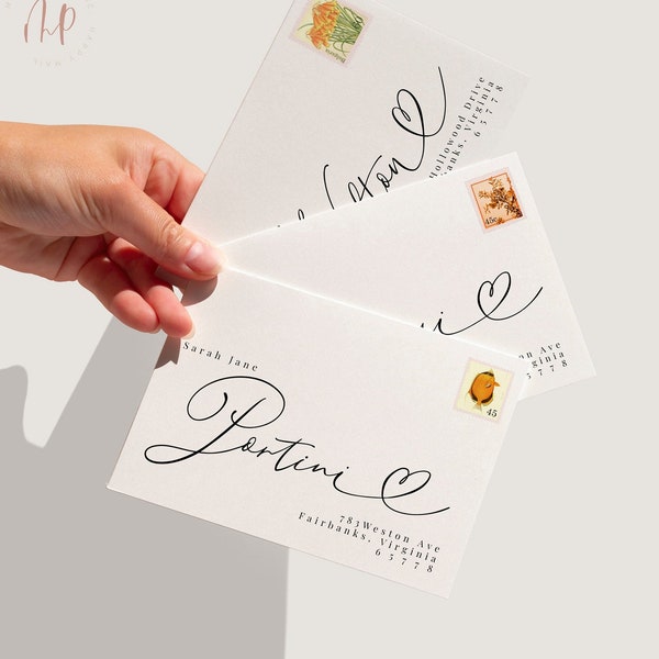Envelope Addressing Template, Modern Calligraphy Wedding Address, Fully Editable Printable Wedding Invitation Envelope, Return Address Stamp
