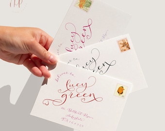 Printable Envelope Address Heart Calligraphy Envelope Addressing Templates Editable Wedding Invitation Envelope, Lucy