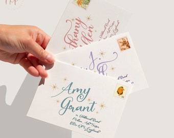 Envelope Address Template Printable Retro Calligraphy Holiday or Birthday Addressing Templates Fully Editable Address Template A7 DIY. Grant