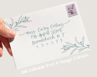 Envelope Address Template, Printable Wedding Envelope Address, 100% Editable Colors Modern Calligraphy Address Label, 7 Sizes Carey