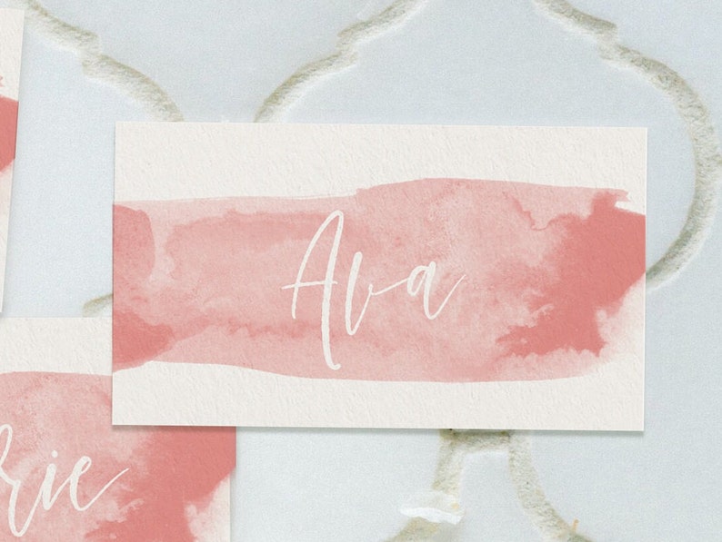 Calligraphy Place Cards, Printable Template, Editable Custom Color ...