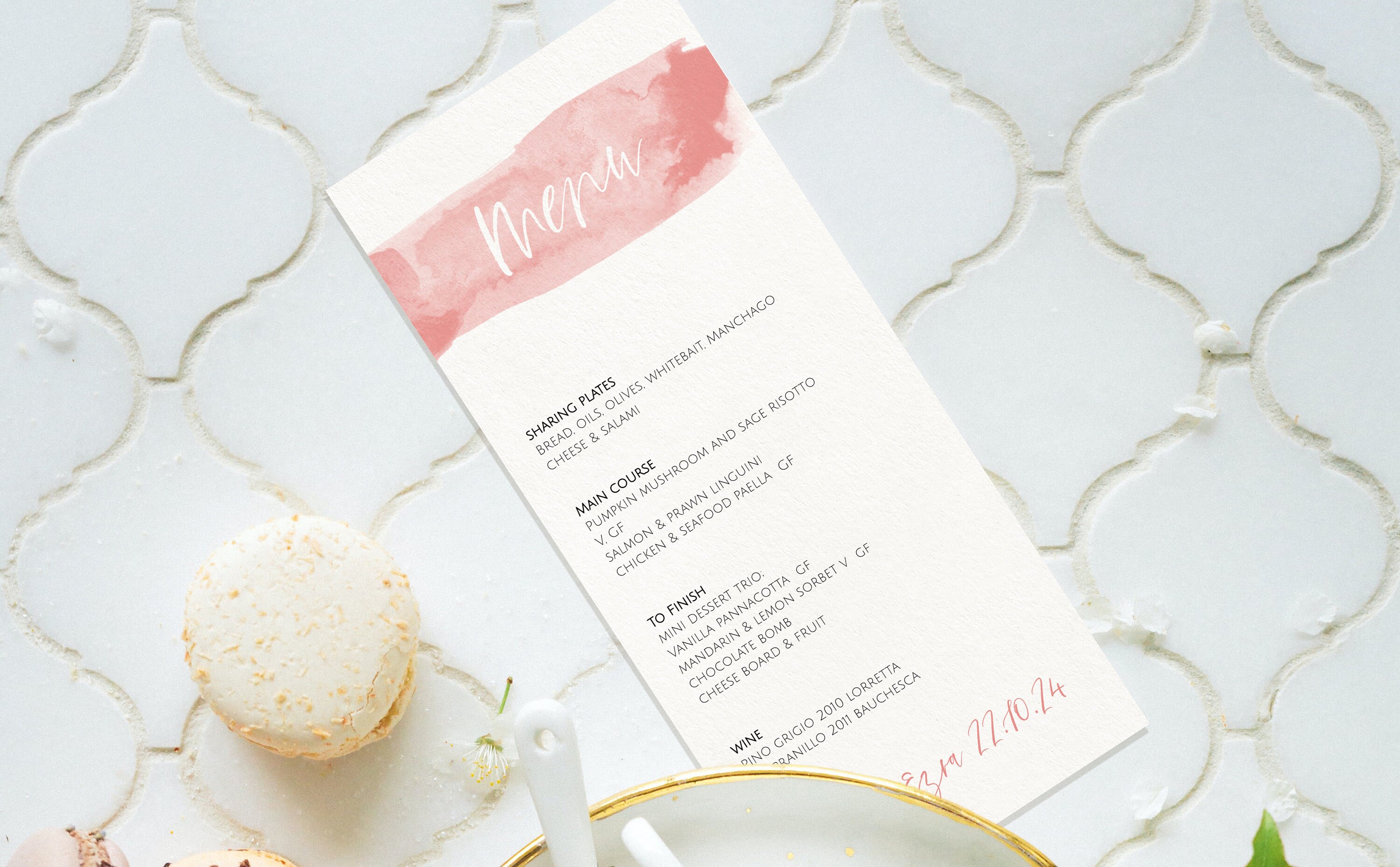 Editable Calligraphy Menu Template, Custom Color Place Cards (digital ...