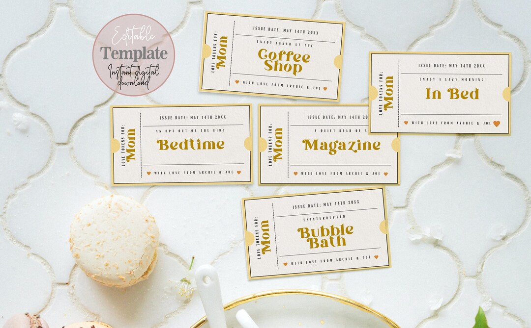 Printable Mother's Day Coupons Template, Mom Gift Coupon Book Instant ...
