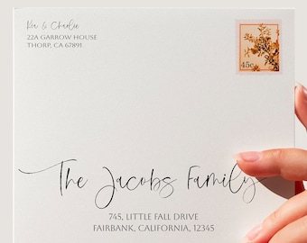Printable Calligraphy Envelope Return Address Template Minimal Wedding Envelope Printing DIY Wedding Envelope Addressing Template  Kia